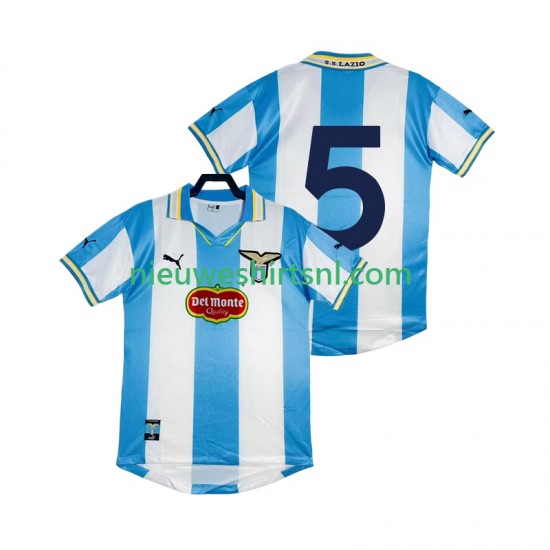 SS Lazio Heren Shirt met Bedrukking 5 2000 Retro Thuis 1999 Korte Mouw