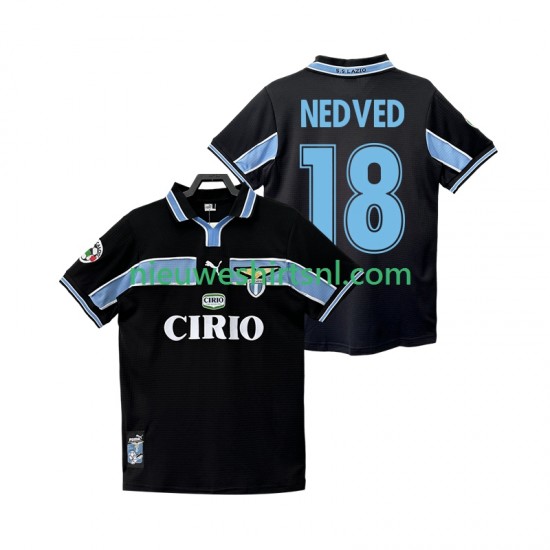 SS Lazio Heren Shirt met Bedrukking NEDVED 18 1998 Retro Uit 1999 Korte Mouw