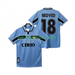 SS Lazio Heren Shirt met Bedrukking NEDVED 18 1998 Retro Thuis 1999 Korte Mouw