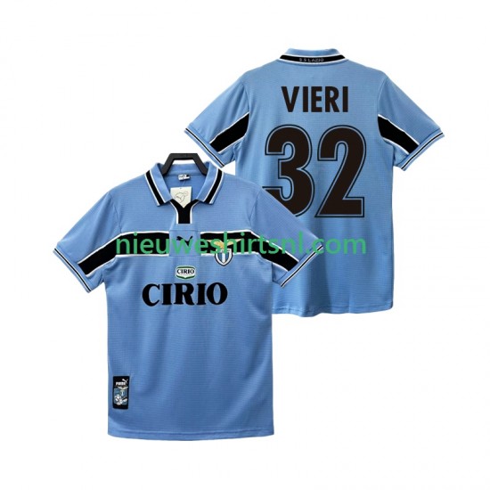 SS Lazio Heren Shirt met Bedrukking VIERI 32 1998 Retro Thuis 1999 Korte Mouw