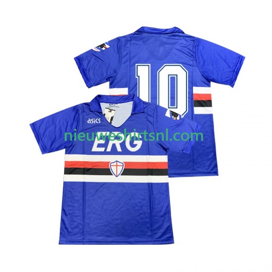 Sampdoria Heren Shirt met Bedrukking 10 1990 1991 Retro Thuis Korte Mouw