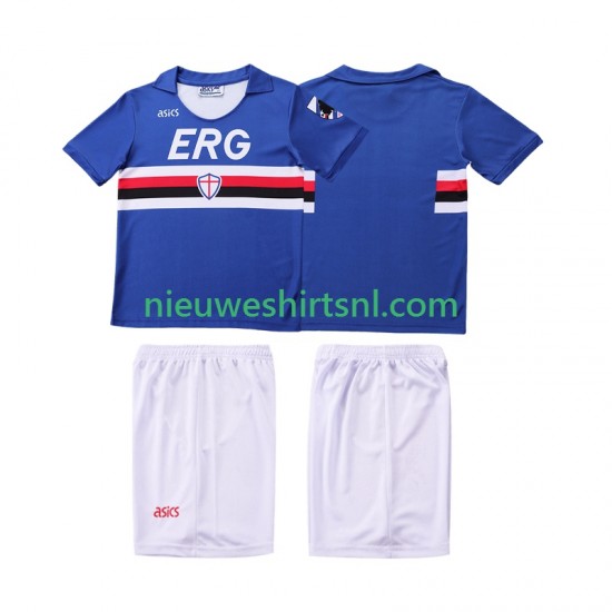 Sampdoria Kind Shirt met Bedrukking 1990 1991 Retro Thuis Korte Mouw