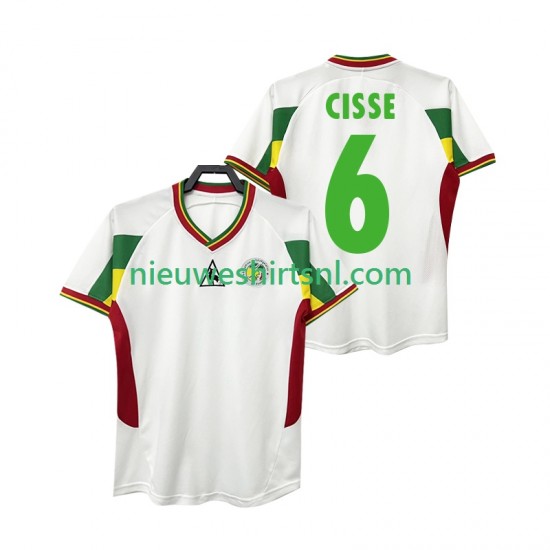 Senegal Heren Shirt met Bedrukking CISSE 6 Retro Thuis 2002 Korte Mouw