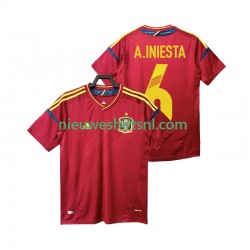 Spanje Heren Shirt met Bedrukking Andres Iniesta 6 2012 Retro Thuis Korte Mouw