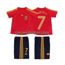 Spanje Kind Shirt met Bedrukking DAVID VILLA 7 Retro Thuis 2008 Korte Mouw