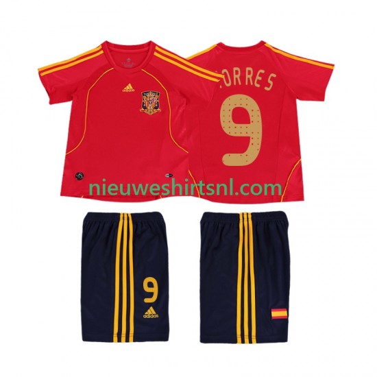 Spanje Kind Shirt met Bedrukking TORRES 9 Retro Thuis 2008 Korte Mouw