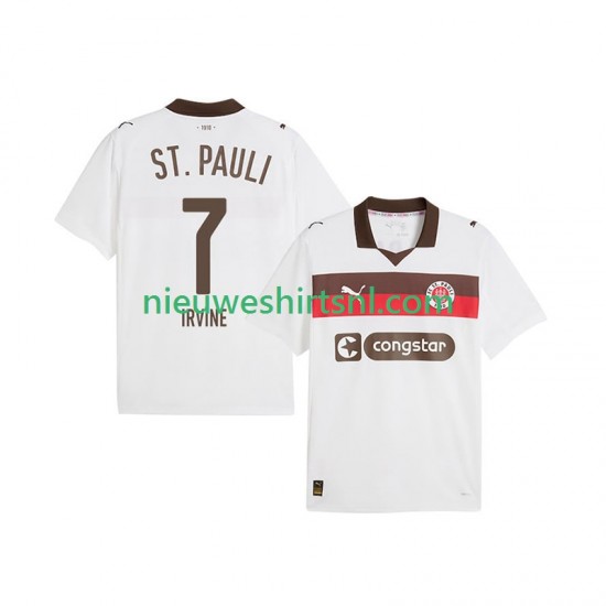 Heren Shirt met Bedrukking St. Pauli Jackson Irvine 7 Uit 2025-2026 Korte Mouw