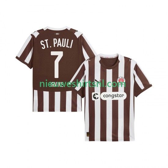 Heren Shirt met Bedrukking St. Pauli Jackson Irvine 7 Thuis 2025-2026 Korte Mouw