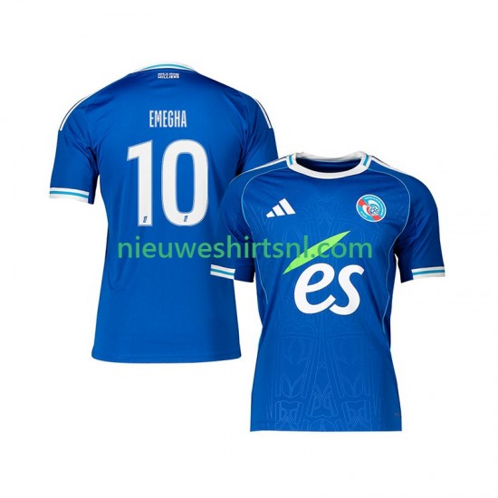 Strasbourg Heren Shirt met Bedrukking Emanuel Emegha 10 Thuis 2025-2026 Korte Mouw