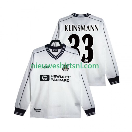 Tottenham Hotspur Heren Shirt met Bedrukking KLINSMANN 33 1997 Retro Thuis 1999 Lange Mouw