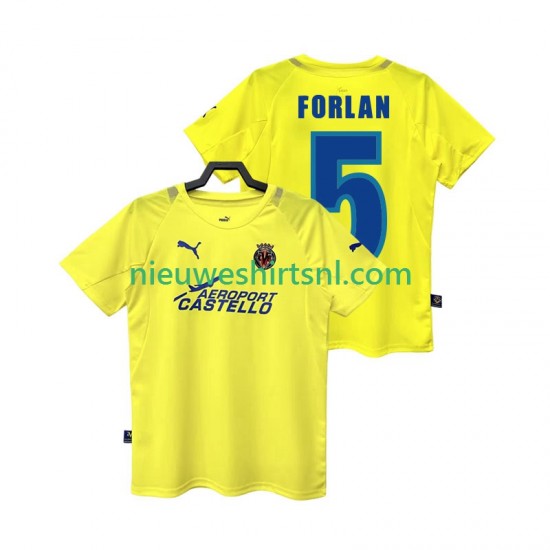 Villarreal CF Heren Shirt met Bedrukking FORLAN 5 2005 Retro Thuis 2006 Korte Mouw