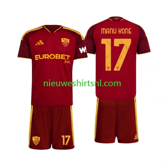 AS Roma Kind Shirt met Bedrukking Manu Kone 17 Thuis 2026-2027 Korte Mouw
