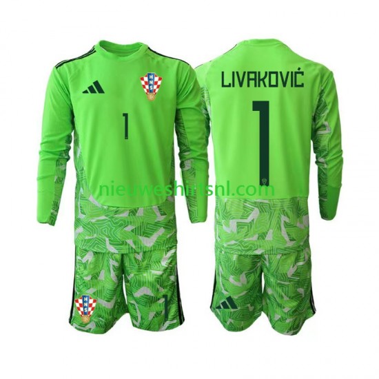 Kroatië Kind Shirt met Bedrukking Doelman Dominik Livakovic 25 Thuis 2026-2027 Lange Mouw