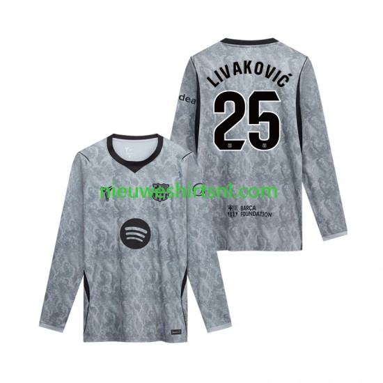FC Barcelona Heren Shirt met Bedrukking Doelman Dominik Livakovic 25 Uit 2026-2027 Lange Mouw
