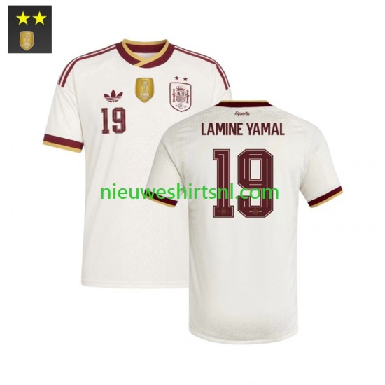 Spanje Heren Shirt met Bedrukking Lamine Yamal 19 Uit 2026-2027 Korte Mouw