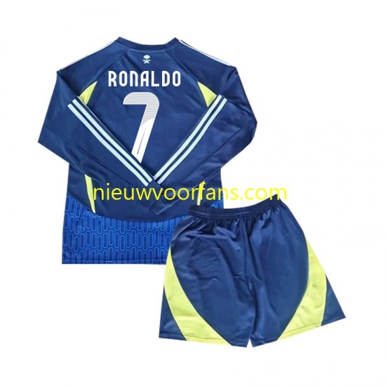 Kind Shirt met Bedrukking Al Nassr Cristiano Ronaldo 7 Uit 2024-2025 Lange Mouw