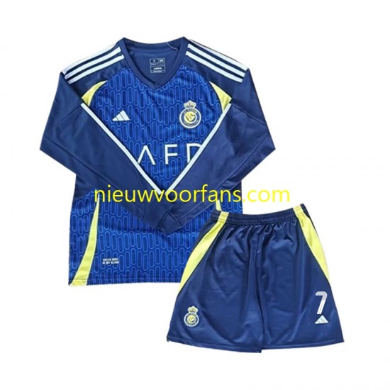 Kind Shirt met Bedrukking Al Nassr Cristiano Ronaldo 7 Uit 2024-2025 Lange Mouw