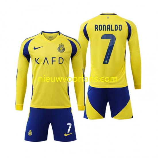 Kind Shirt met Bedrukking Al Nassr Cristiano Ronaldo 7 Thuis 2024-2025 Lange Mouw