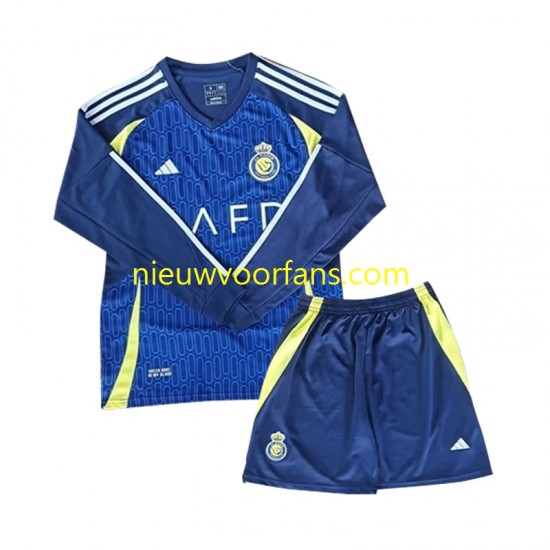 Kind Shirt met Bedrukking Al Nassr Uit 2024-2025 Lange Mouw
