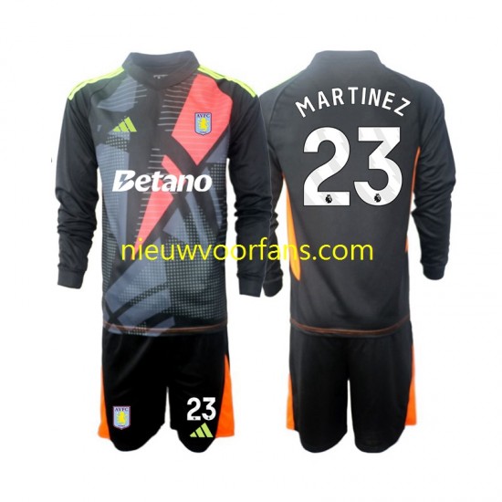 Aston Villa Kind Shirt met Bedrukking Doelman Emiliano Martinez 23 Uit 2024-2025 Lange Mouw