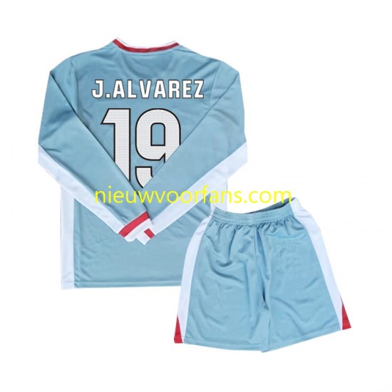 Atlético Madrid Kind Shirt met Bedrukking Julian Alvarez 19 Uit 2024-2025 Lange Mouw