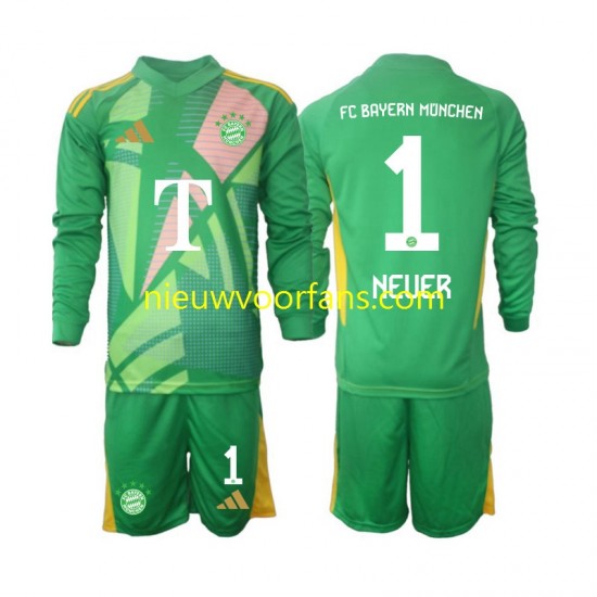 FC Bayern München Kind Shirt met Bedrukking Doelman Manuel Neuer 1 Vierde 2024-2025 Lange Mouw