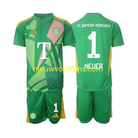 FC Bayern München Kind Shirt met Bedrukking Doelman Manuel Neuer 1 Vierde 2024-2025 Korte Mouw