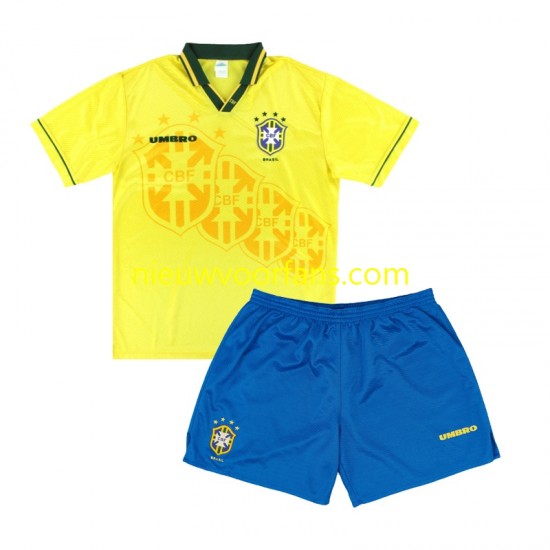 Brazilië Kind Shirt met Bedrukking Retro Thuis 1994 Korte Mouw