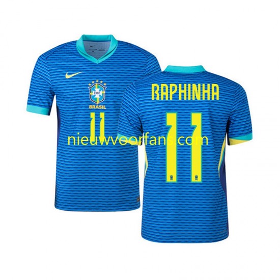 Brazilië Heren Shirt met Bedrukking RAPHINHA 11 Uit 2024 Korte Mouw