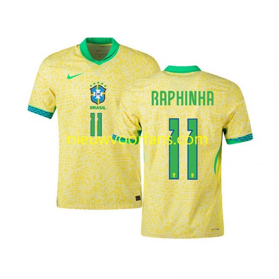 Brazilië Heren Shirt met Bedrukking RAPHINHA 11 Thuis 2024 Korte Mouw