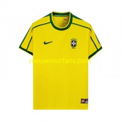Brazilië Heren Shirt met Bedrukking 1998 Retro Thuis Korte Mouw