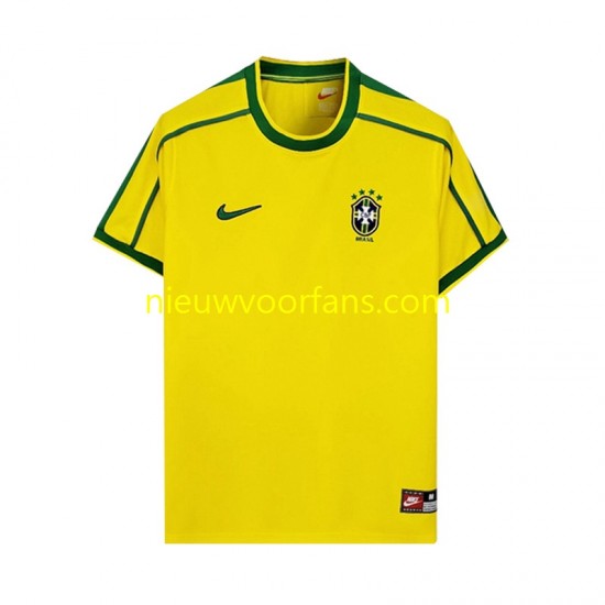 Brazilië Heren Shirt met Bedrukking 1998 Retro Thuis Korte Mouw