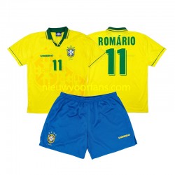 Brazilië Kind Shirt met Bedrukking Romario 11 Retro Thuis 1994 Korte Mouw