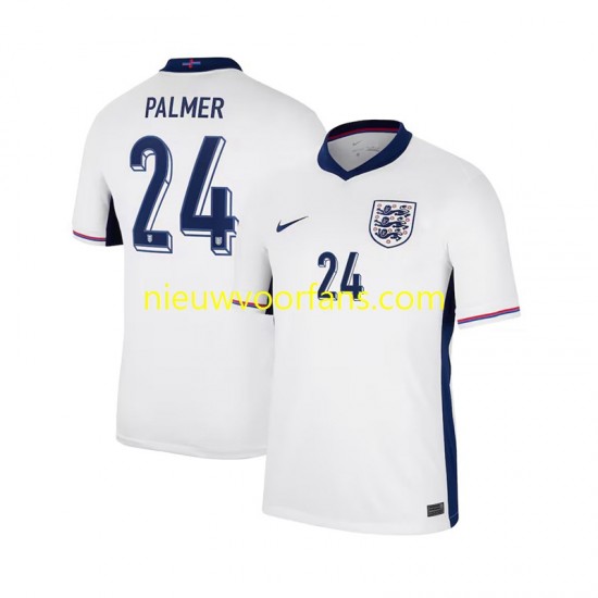 Engeland Heren Shirt met Bedrukking Cole Palmer 24 Thuis 2024 Korte Mouw