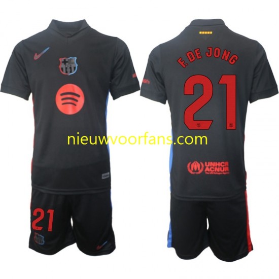 FC Barcelona Kind Shirt met Bedrukking F DE JONG 21 Uit 2024-2025 Korte Mouw