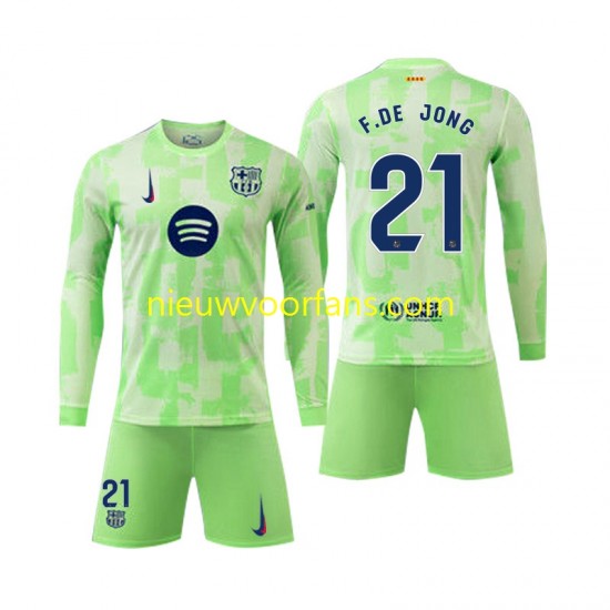 FC Barcelona Kind Shirt met Bedrukking F DE JONG 21 Derde 2024-2025 Lange Mouw