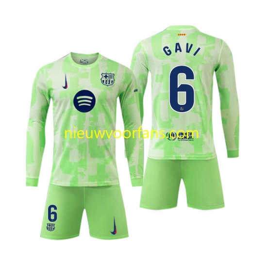 FC Barcelona Kind Shirt met Bedrukking Gavi 6 Derde 2024-2025 Lange Mouw