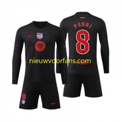 FC Barcelona Kind Shirt met Bedrukking Pedri 8 Uit 2024-2025 Lange Mouw