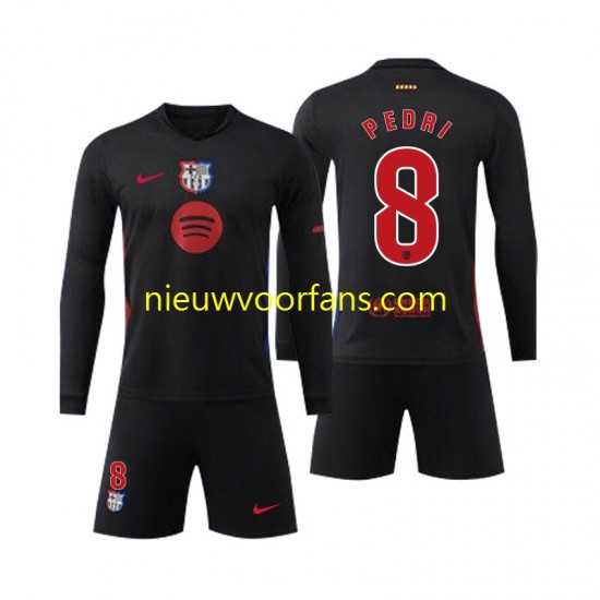FC Barcelona Kind Shirt met Bedrukking Pedri 8 Uit 2024-2025 Lange Mouw
