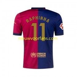 FC Barcelona Heren Shirt met Bedrukking RAPHINHA 11 Thuis 2024-2025 Korte Mouw