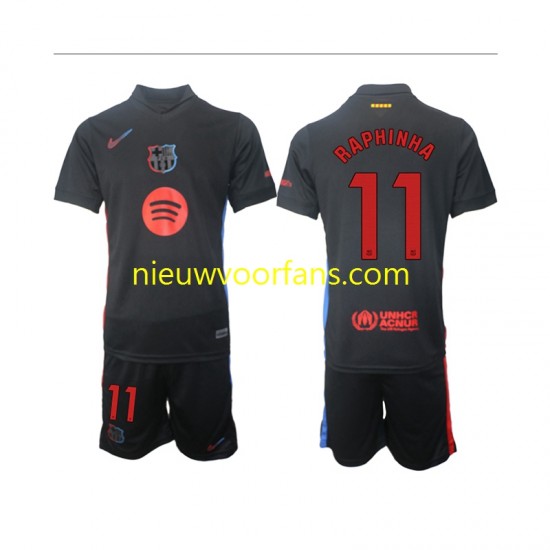 FC Barcelona Kind Shirt met Bedrukking Raphinha 11 Uit 2024-2025 Korte Mouw