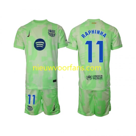 FC Barcelona Kind Shirt met Bedrukking Raphinha 11 Derde 2024-2025 Korte Mouw