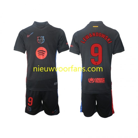 FC Barcelona Kind Shirt met Bedrukking Robert Lewandowski 9 Uit 2024-2025 Korte Mouw