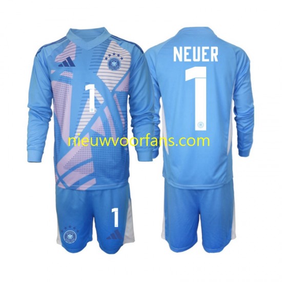 Duitsland Kind Shirt met Bedrukking Doelman Manuel Neuer 1 Vierde 2024-2025 Lange Mouw