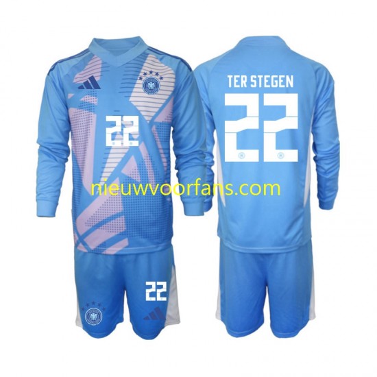 Duitsland Kind Shirt met Bedrukking Doelman Ter Stegen 22 Vierde 2024-2025 Lange Mouw