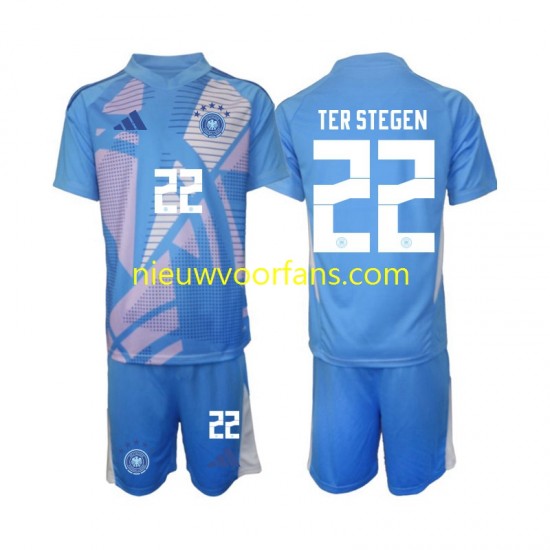 Duitsland Kind Shirt met Bedrukking Doelman Ter Stegen 22 Vierde 2024-2025 Korte Mouw