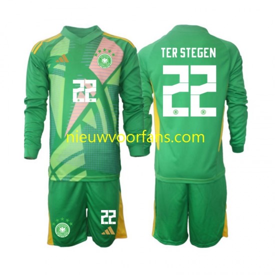 Duitsland Kind Shirt met Bedrukking Doelman Ter Stegen 22 Derde 2024-2025 Lange Mouw