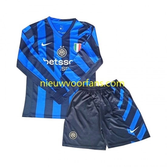Inter Milan Kind Shirt met Bedrukking Thuis 2024-2025 Lange Mouw