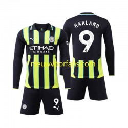 Manchester City Kind Shirt met Bedrukking Erling Haaland 9 Uit 2024-2025 Lange Mouw