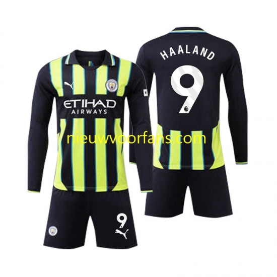 Manchester City Kind Shirt met Bedrukking Erling Haaland 9 Uit 2024-2025 Lange Mouw